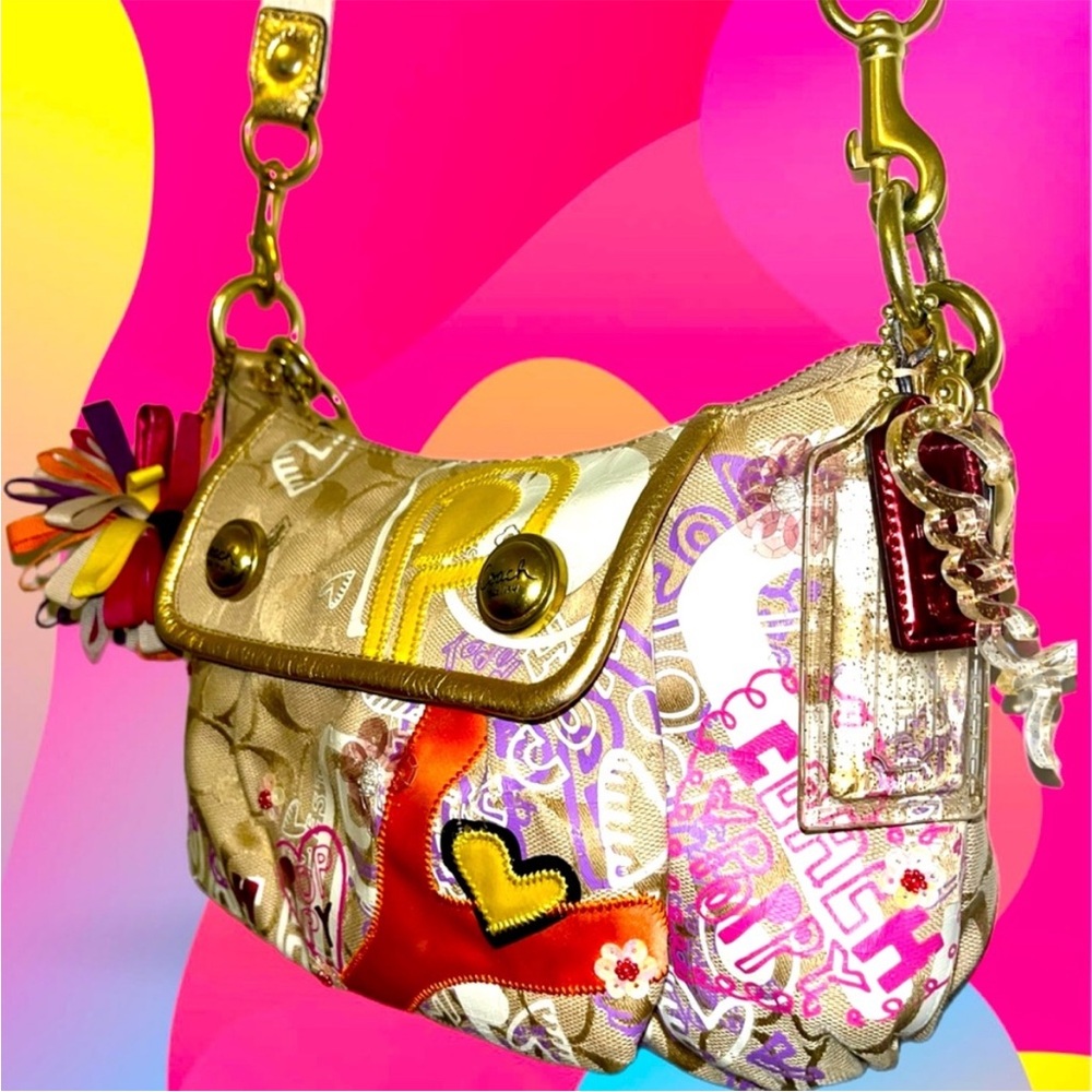 Coach Poppy Grafiti Applique Groovy Shoulder Bag/Crossbody 15040 W/All Tags